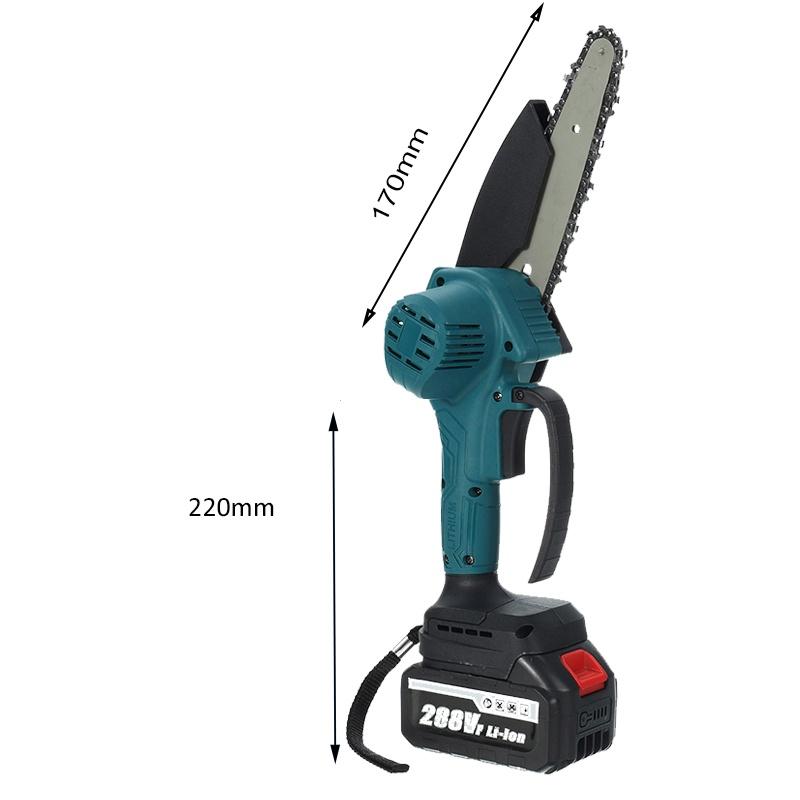 288VF 6 Inches Cordless Electric Saw Electric Chain Saw One-hand Wood Work Cutter Garden Tool with 2 Battery Rechargable