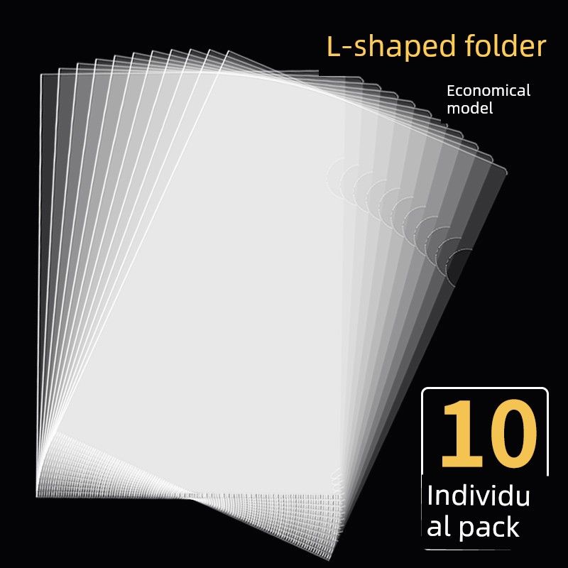 

Open L Clip Two-Page Clip Resume Protective Cover Data File Examination Paper Interlayer Single-Page Student Office Plastic File Folder File Folder 10Pcs/8C Economical Model