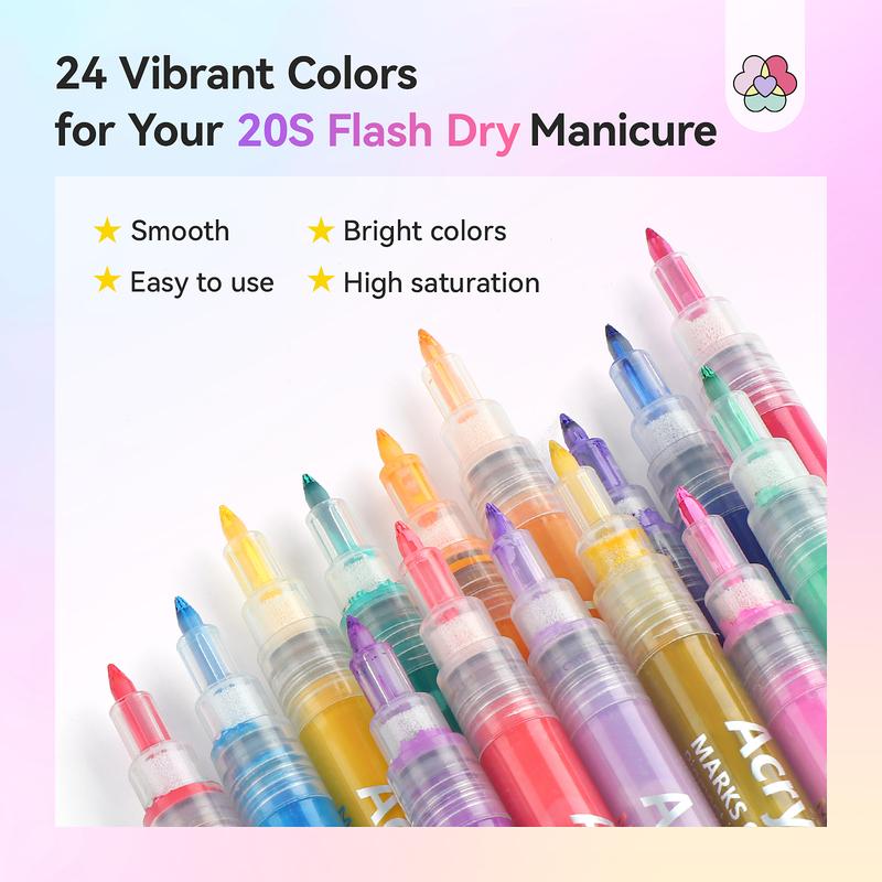 12 Farger Essentials Nail Art Tusjer Sett Vår Sommer Hurtigtørkende Neglelakk Tusjer for Nail Art Design Tegning Liner Verktøy