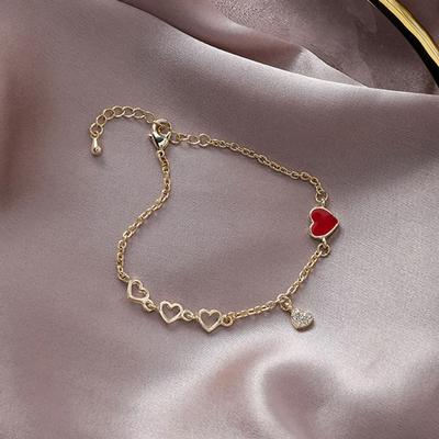 Women's Bracelet Anklet Chain Daily May Heart Gold