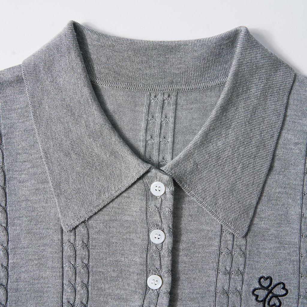 Northern Deer Lyocell-Triacetate Old Money Style Women's Polo Collar Knit T-Shirt