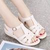 Mom Sandals Women's Slope Heel 2025 New Thick-soled Versatile Summer Women's Shoes Muffin Bottom Flat-bottomed Fish Mouth Roman Shoes