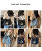 Tasche im koreanischen Stil mit Farbblock-Stickerei aus Denim - Vielseitige Umhänge- & Crossbody-Tasche mit großem Fassungsvermögen