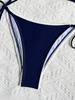 Einfarbiger Spitzenbesatz zum Binden Sexy Bikini Split Badeanzug Damen