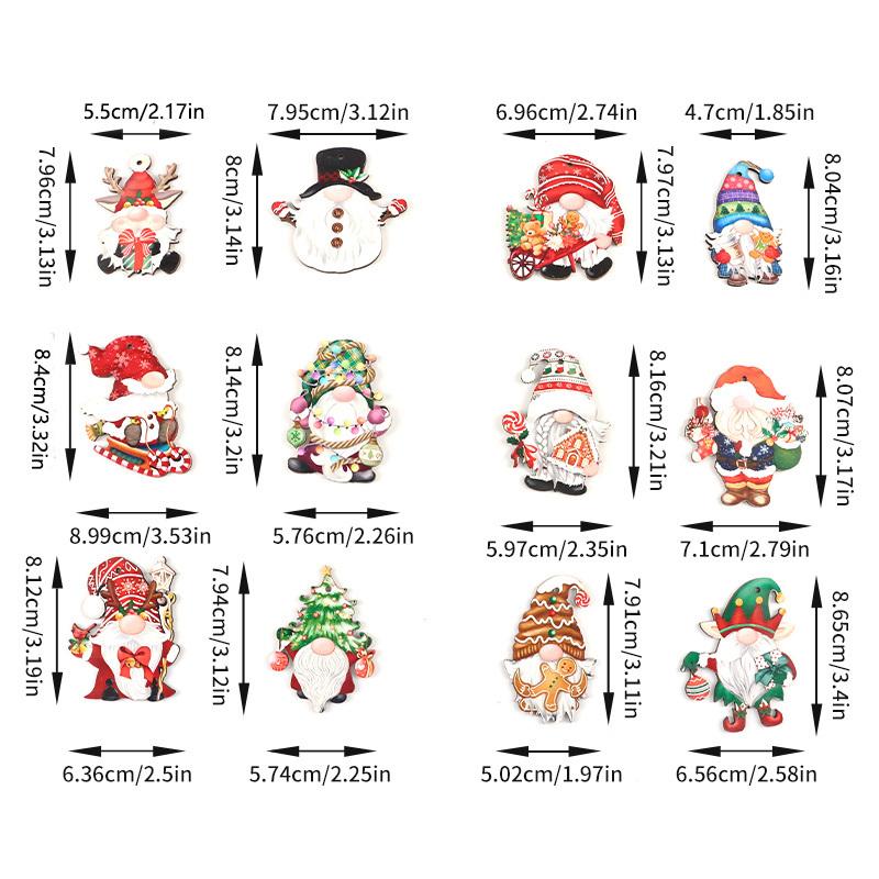 (12 Pcs/pack)Christmas Wooden Faceless Person Pendant Wooden Hanging Tag Painted Chip Children's Cartoon Holiday Decoration