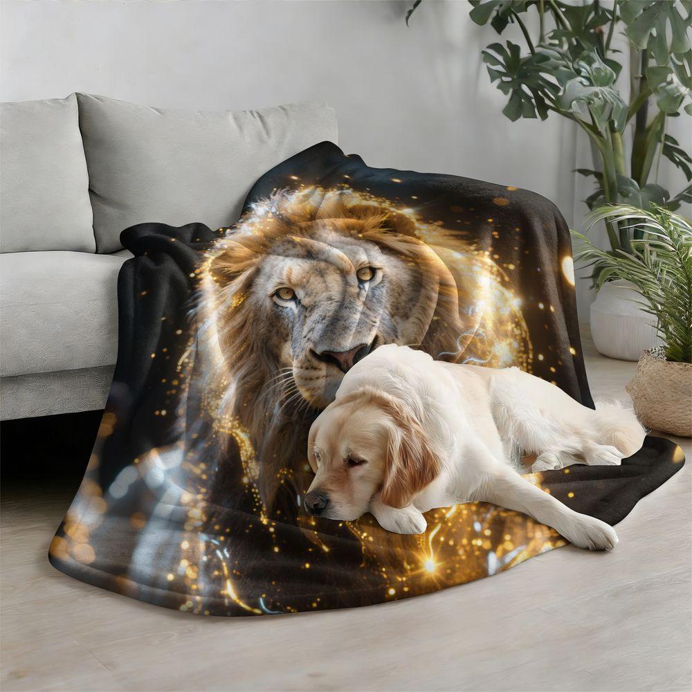 Lion Print Blanket Flannel Blanket Soft Throw Blanket For Sofa Bed Home Decor Creative Gift Blanket For Kids Adults