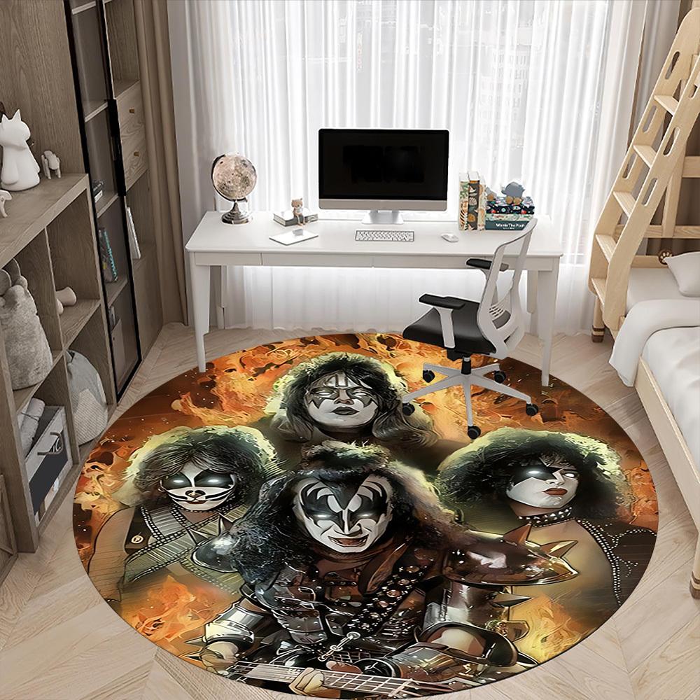 1pc KISS Band Office Round Area Rug, Under Office Chairs Bedroom Living Room Home Decor a1016284
