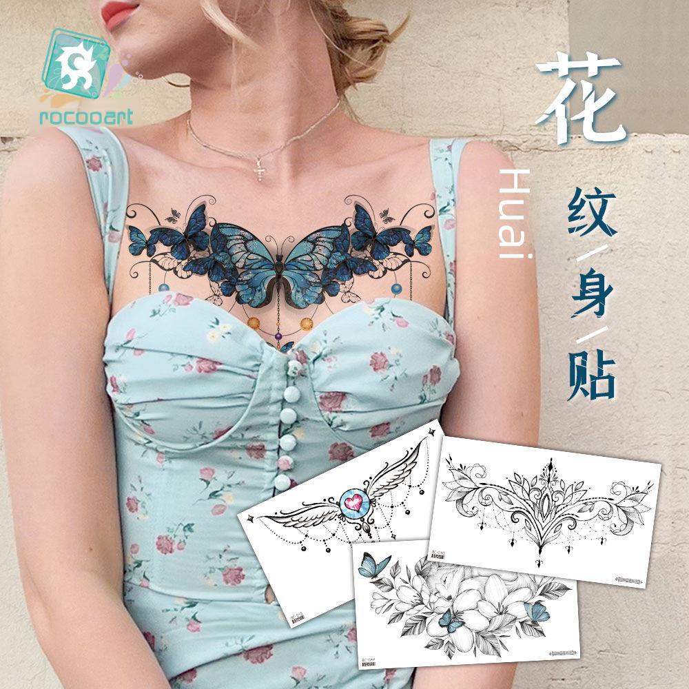 Waterproof Sexy Floral Tattoo Stickers for Chest & Clavicle