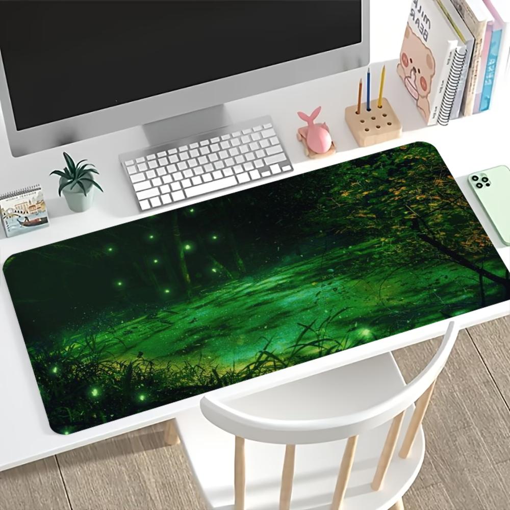 Mousepad Magical Glowing Forest Print Anti Slip Rubber Desk Mat Stitched Edge Keyboard Pad For Pc Laptop Gamers Table Decor