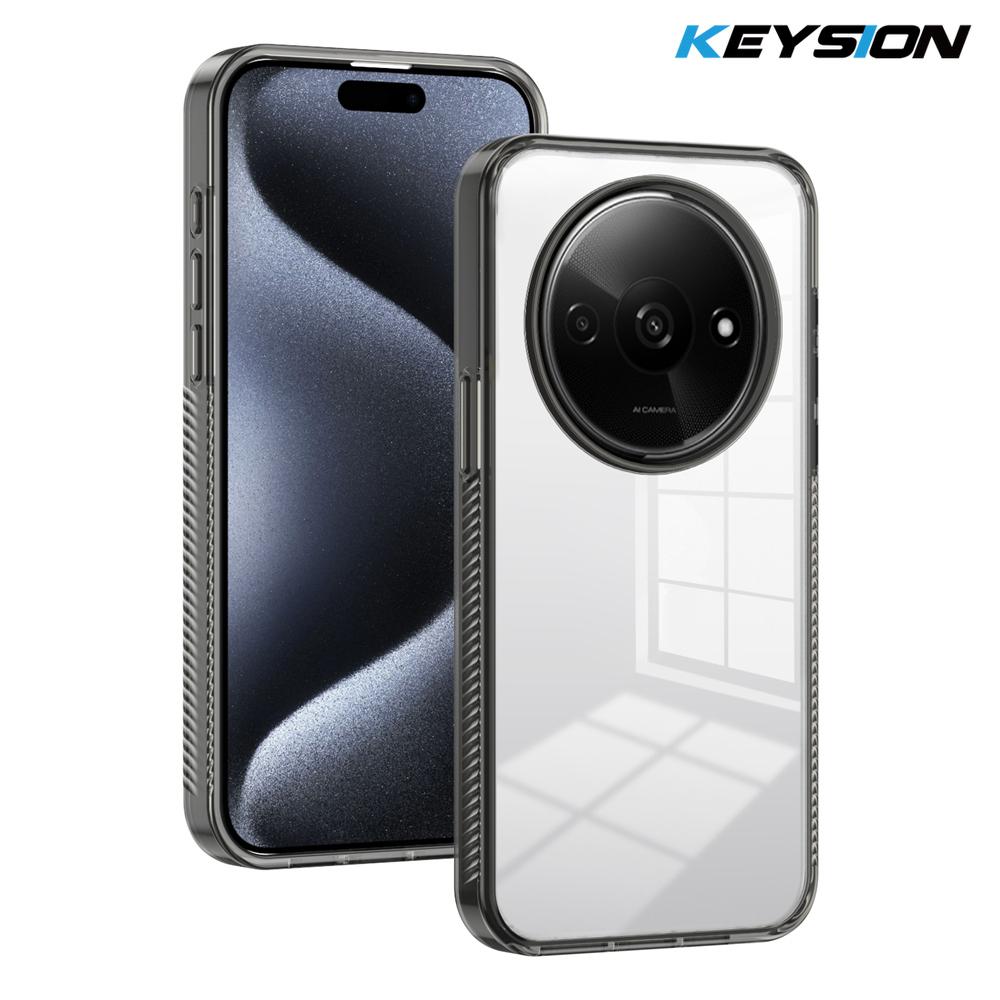 KEYSION Transparente Handyhülle für Xiaomi POCO C61 Weiches TPU+PC Rutschfest HD Klar Stoßfest Handy-Rückseite für Redmi A3 A3X