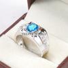 Blue Topaz Oval Cut Gemstone With 925 Sterling Silver Ring For Men's #A895 JL375669057802