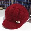 Women's Fashionable Knitted Pumpkin Beret for Autumn/Winter - Thick, Velvet-Lined, Short Brim Style