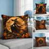 Halloween Witch Cat Owl Pattern Cushion Cover Breathable Organic Cushion Covers Machine Washable WrinkleResistant Soft Durable