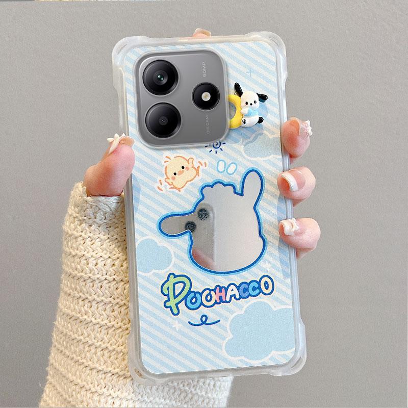KEYSION Umhänge-Handyhülle für Redmi Note 14 4G 5G Niedliche Cartoon-Hülle mit langem Lanyard und Spiegel, stoßfeste Hülle für Redmi Note 14 5G