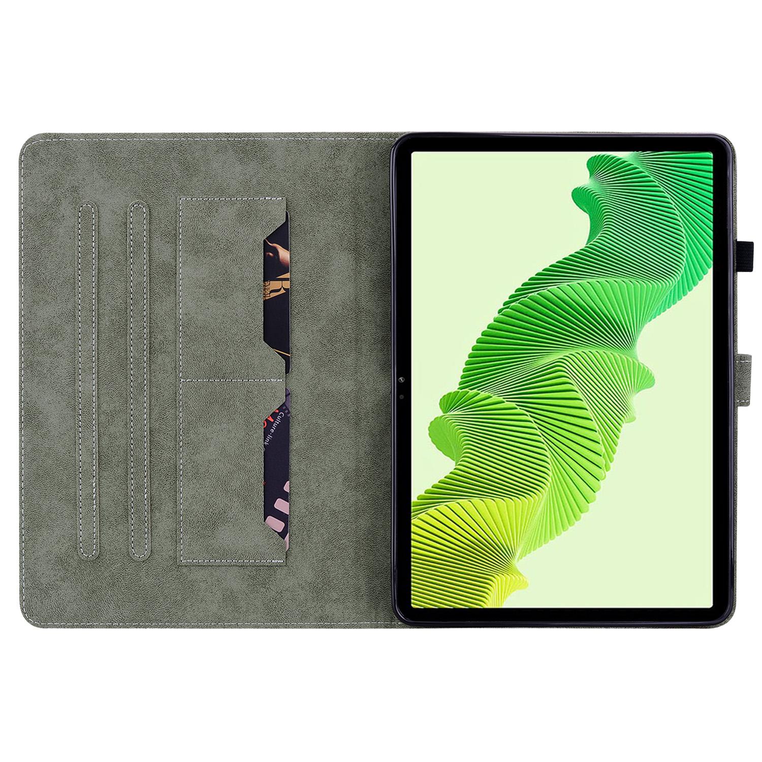 

For Realme Pad 2 PU Leather Case Imprinted Card Holder Tablet Stand Cover Brown