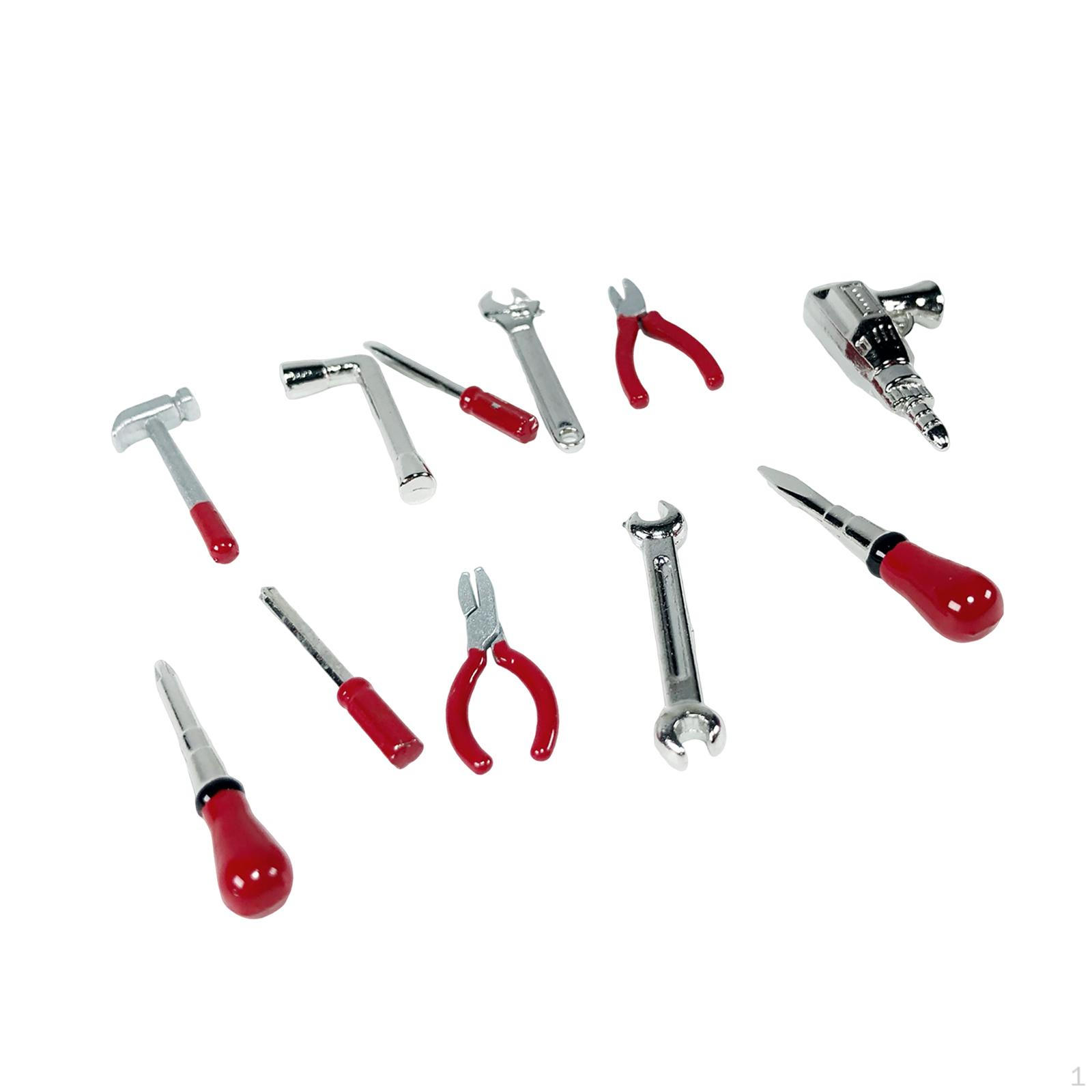 

11x 1/18 Scale Car Repair Tools Models Metal Crafts Creative Sturdy Mini Repairing for Garage
