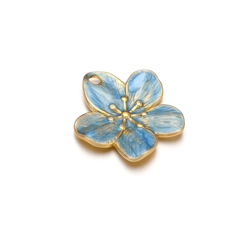 5pcs Stainless Steel 18K Gold Color Enamel Colorful Flower Charms Pendants for DIY Jewelry Necklace Making Bracelets Accessories