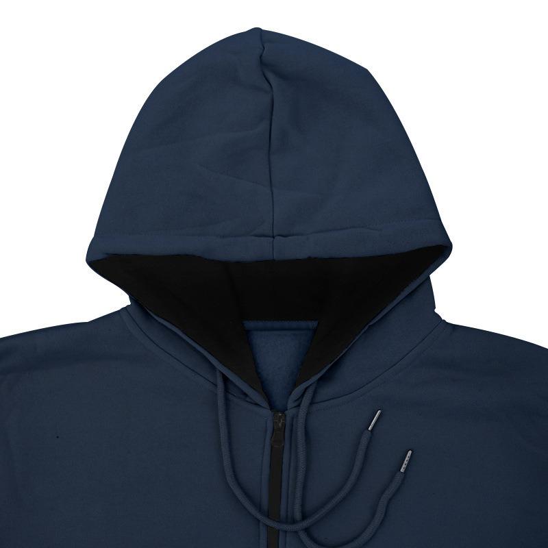 Men's Solid Hooded Zip Up Fleece Sweatshirt.