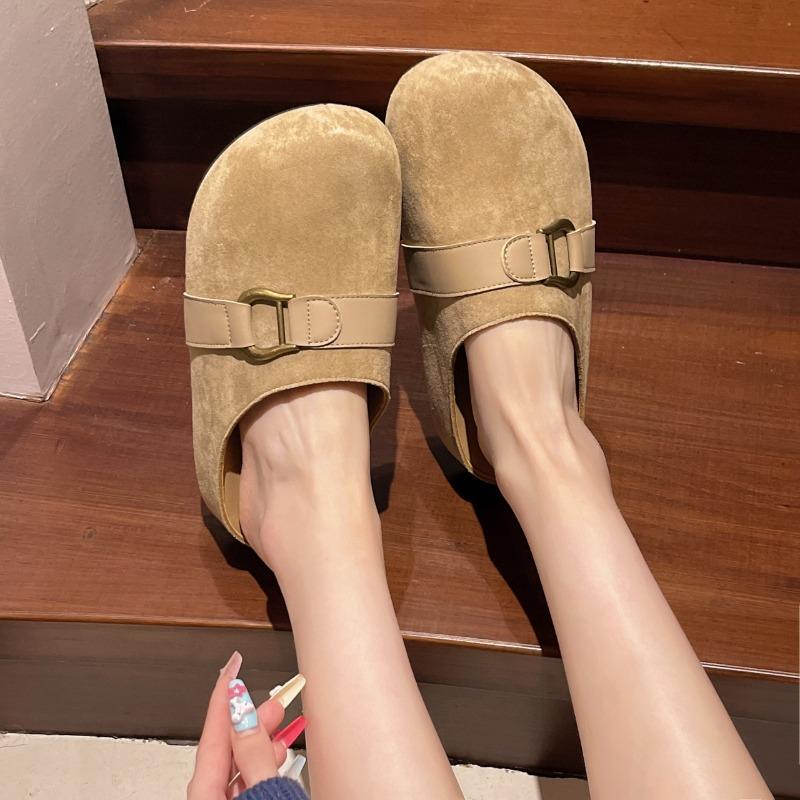Fashion 2025 Thicken Soled Platform Slides Ladies Flats Sandals Comfy Slip On Cork Slippers Woman Flock Pantuflas Cover Toe Mules Shoes