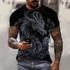 Men's Dragon T-shirt Fashion 3d Printed T Shirt Animal Pattern Short-sleeved Oversized Streetwear