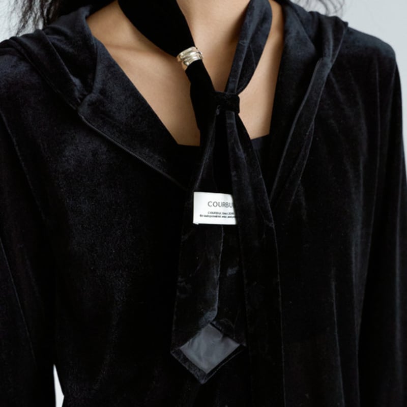 

COURBUI Floral velvet tie scarf (Black) Black Black