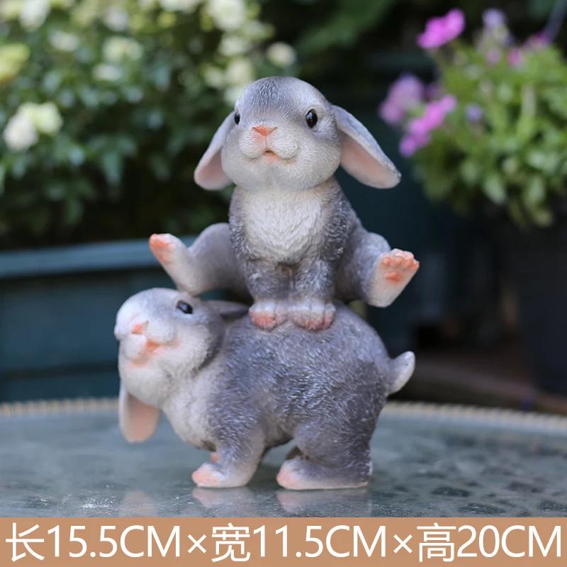 Courtyard Garden Creative Cute Rabbit Animal Ornaments Crafts Home Decorations Decorative Ornaments Elegant Room Decorations