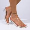 Sandale cu Toc Înalt Transparent PVC Sexy la Modă Femei 2025 Vară Toc Subțire Papuci de Exterior Femeie Slip-On Vârf Decupat Pantofi cu Toc pentru Petrecere Mujer