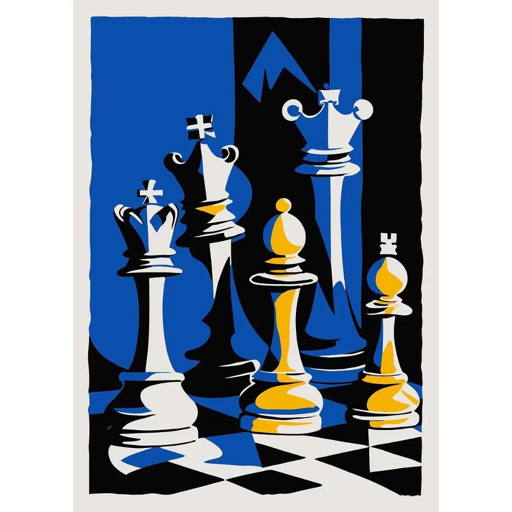 International Chess Posters Geometric Chessboard Minimalist Game Prints Canvas Painting Wall Art Pictures Home Living Room Decor