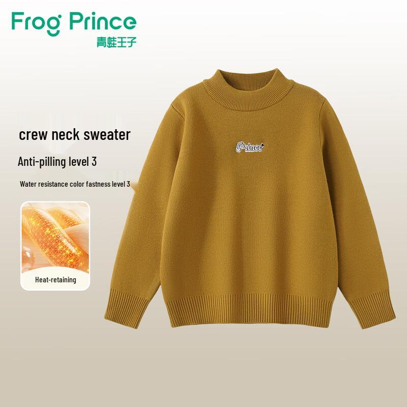 Frog Prince Kids Letter Embroidery Ribbed Knit Half-Turtleneck Sweater 130