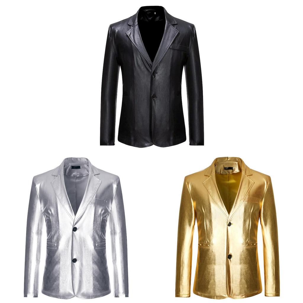 Completo Casual Color Oro da Uomo con Tessuto in Cotone Impermeabile per Eventi in Discoteca