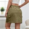 Damen Freizeit Minirock mit Tunnelzug Taille und Taschen Utility Stil Leichter Arbeitsrock Geeignet für den täglichen Gebrauch