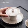 Pure Hand Gaiwan Ceramic Tea Tureen 150ml Grass Ash Covered Bowl Gaiwan Porcelain Cup Two Talents Bowl With Lid Kungfu Tea Set