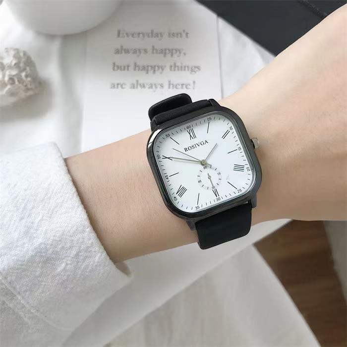 Fashion Square Big Dial Quartz Watch for Men Women New Black Men's Wristwatches Simple Sports Couple Watches Student Watch Gifts