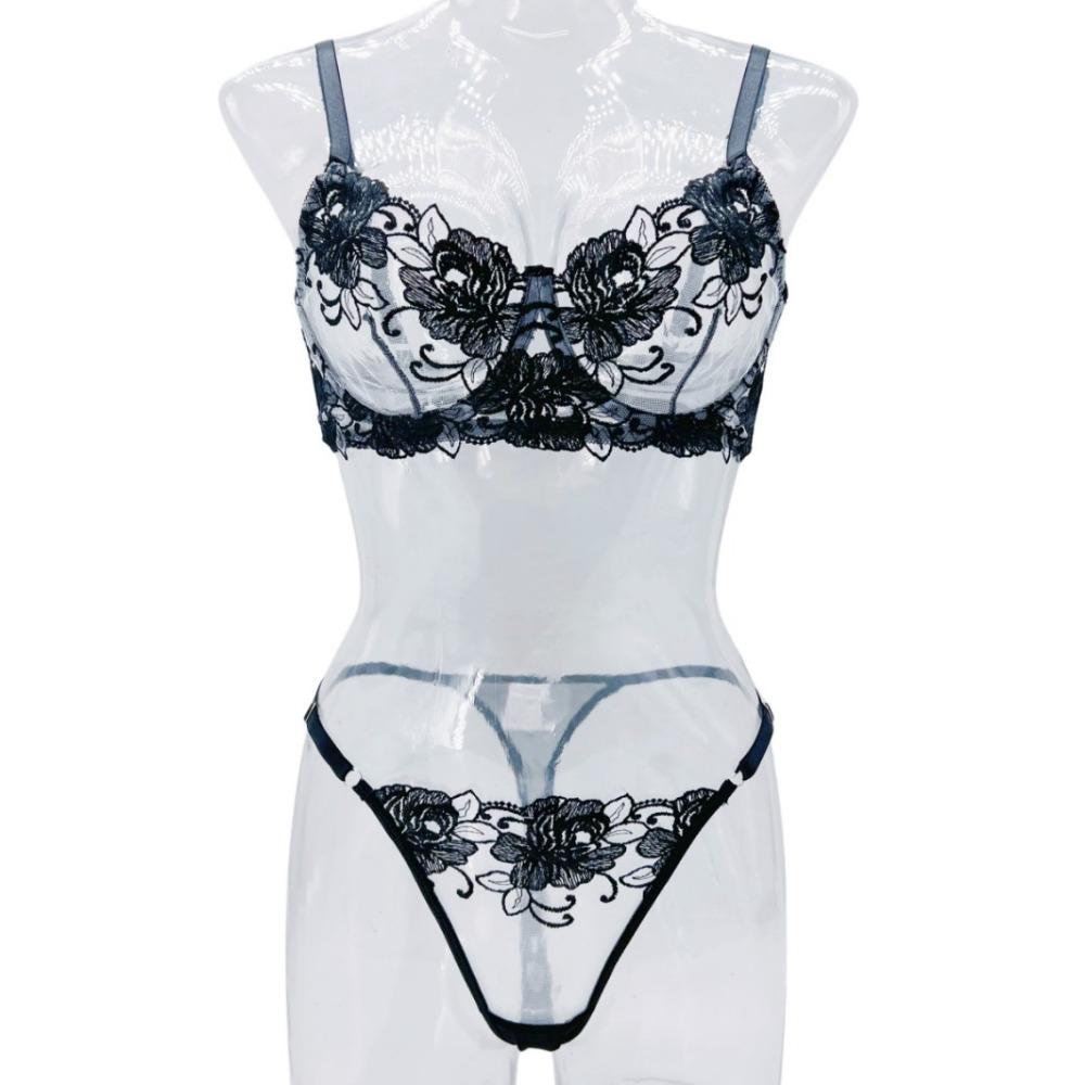 Valentine's Day New Flower Mesh Embroidery Perspective Sexy Gathering Sex Suit