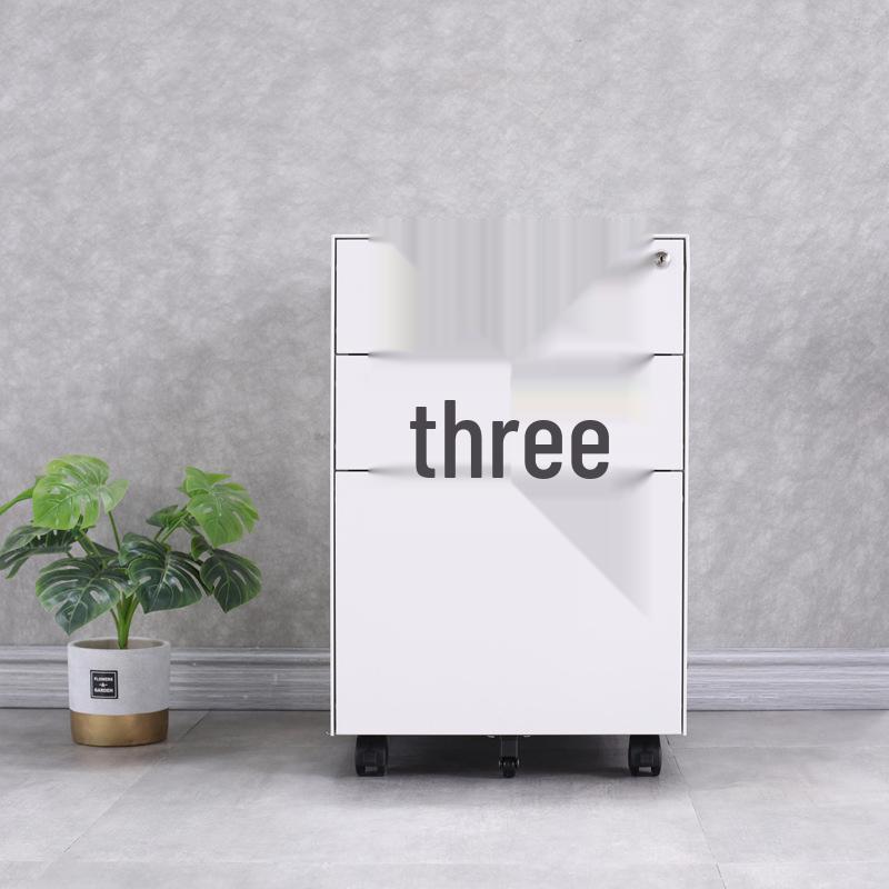 Mobile Three-Drawer Metal File Cabinet with Lock for Under-Desk Office and Printer Storage