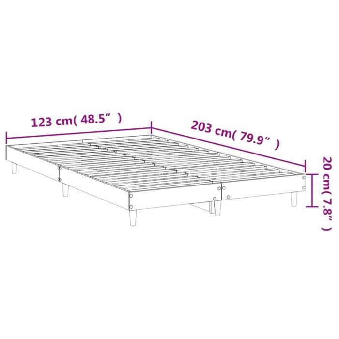 VidaXL Cadre de lit chêne fumé 120x200 cm bois d'ingénierie 832050