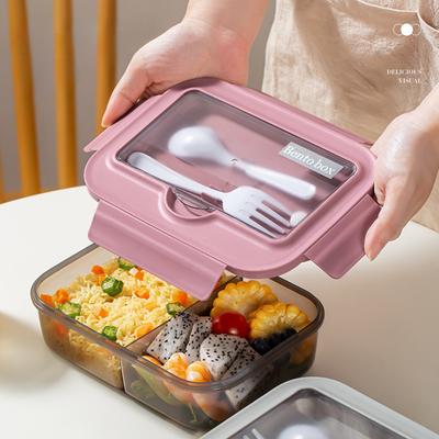 Pudełko na lunch z przegródkami, nadające się do mikrofalówki, pudełko bento w stylu japońskim, prostokątne plastikowe pudełko na lunch