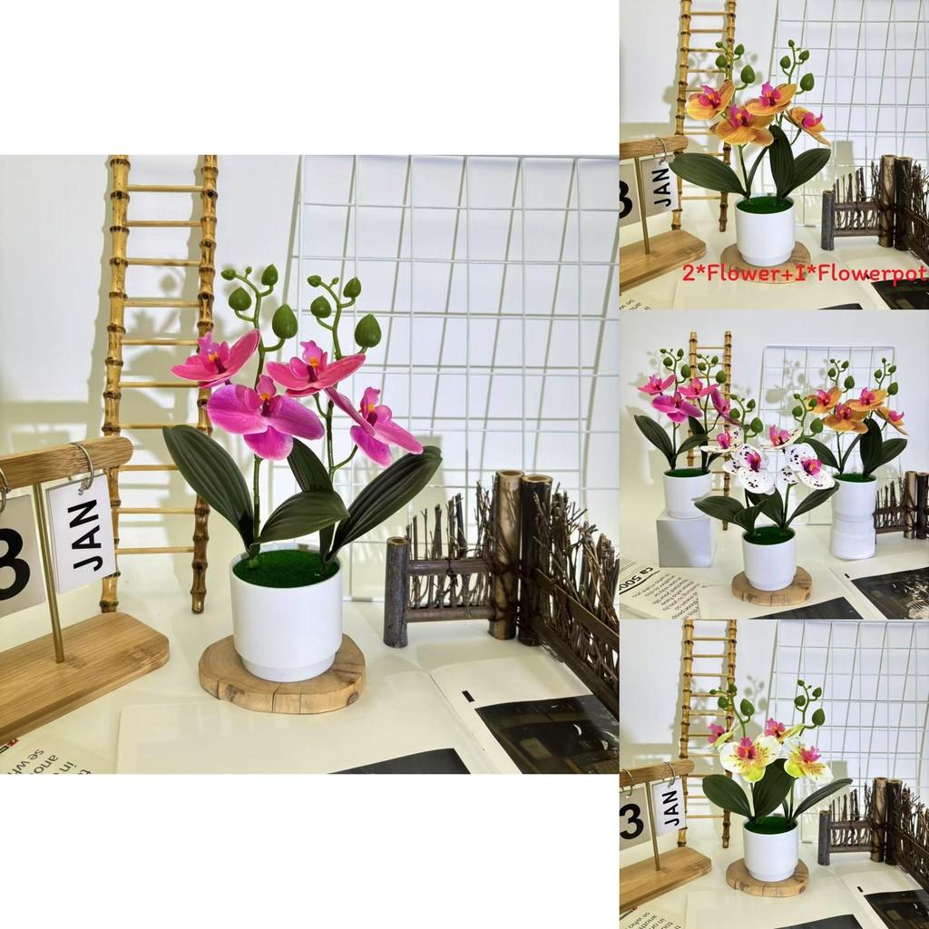 Butterfly Orchid Faux Flower Vase Decor With Plastic Material For Home And Garden Display