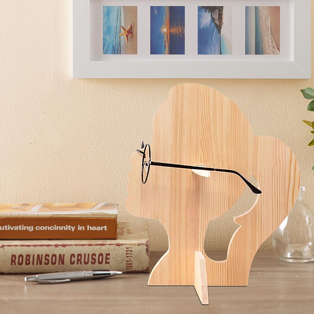 Wooden Eyeglass Spectacle Holder Head Shaped Eyeglass Display Stand Display Rack Home Office Desk Decor Christmas Gift
