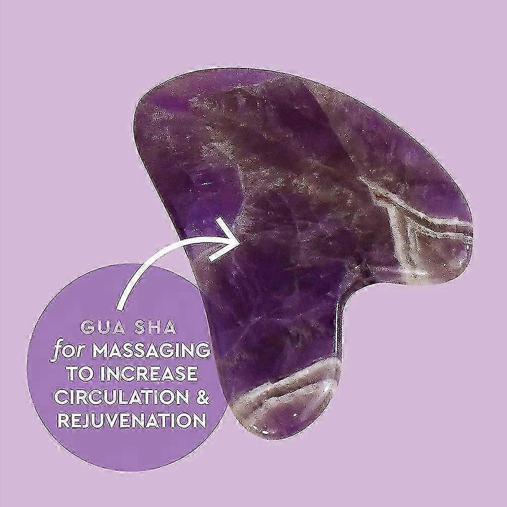 Jade Roller For Face Amethyst Derma Roller And Gua Sha Set For Skincare, Face Roller And Dark Circles Under Eye Treatment