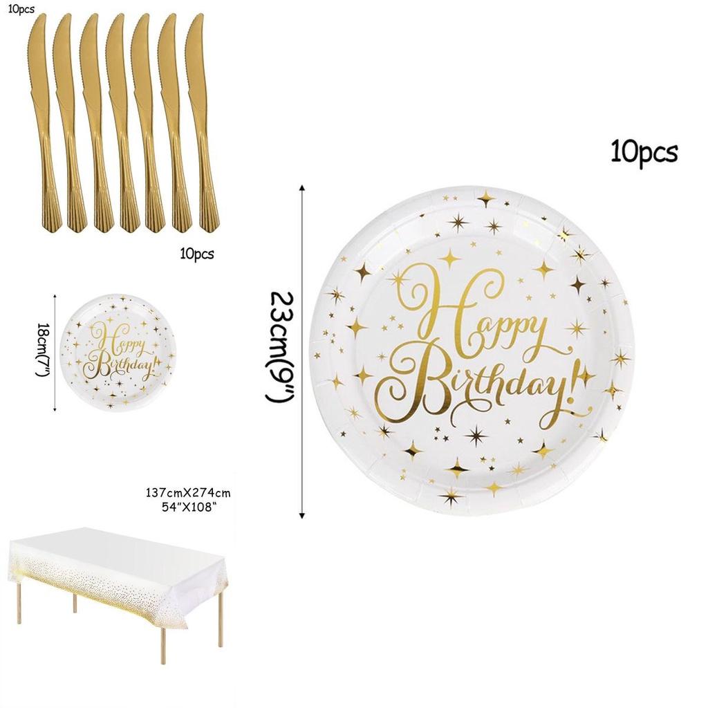 Wesołe Złote Kropki Stemplowanie Dekoracje na Przyjęcie Urodzinowe Jednorazowa Kolekcja Zastawy Stołowej