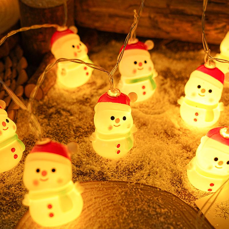 Christmas LED Santa & Snowman Head String Lights - Festive Glitter Decoration