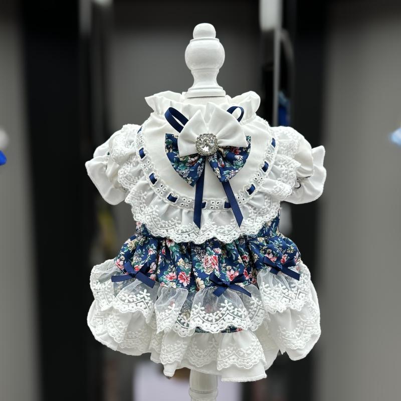 

Small Dog Clothes Dress Summer Cat Skirt Chihuahua Yorkshire Terriers Pomeranian Shih Tzu Maltese Puppy Costume Pet Clothing XS（old） темно-синього кольору