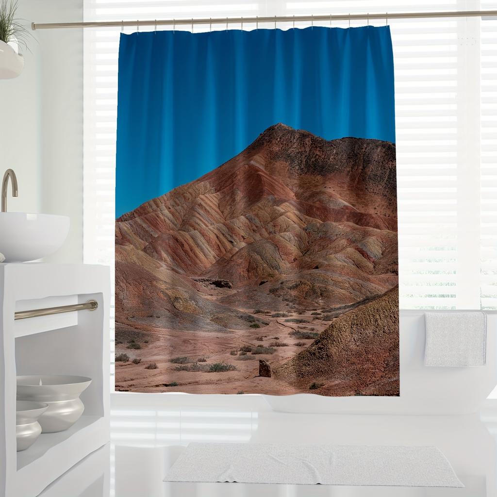 1pc Modern Style Shower Curtain, Fresh Simplicity, Digital Print, Desert Beauty, Fashionable Bathroom Decor 180x180cm
