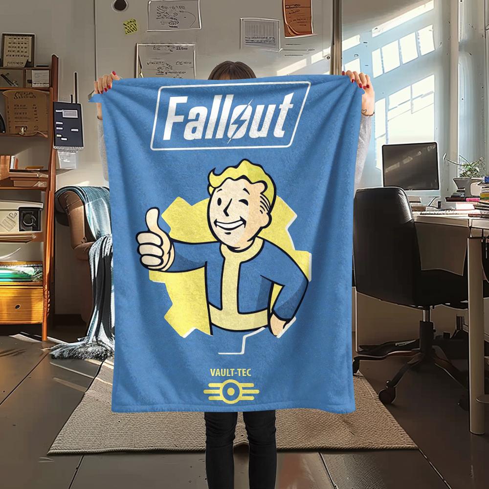 

1 шт. Фланелевое одеяло с принтом в стиле Fallout, Высокое качество, Удобное для всех сезонов, Домашний декор, Тепло и комфорт, Идеально для подарков 80cm x 120cm