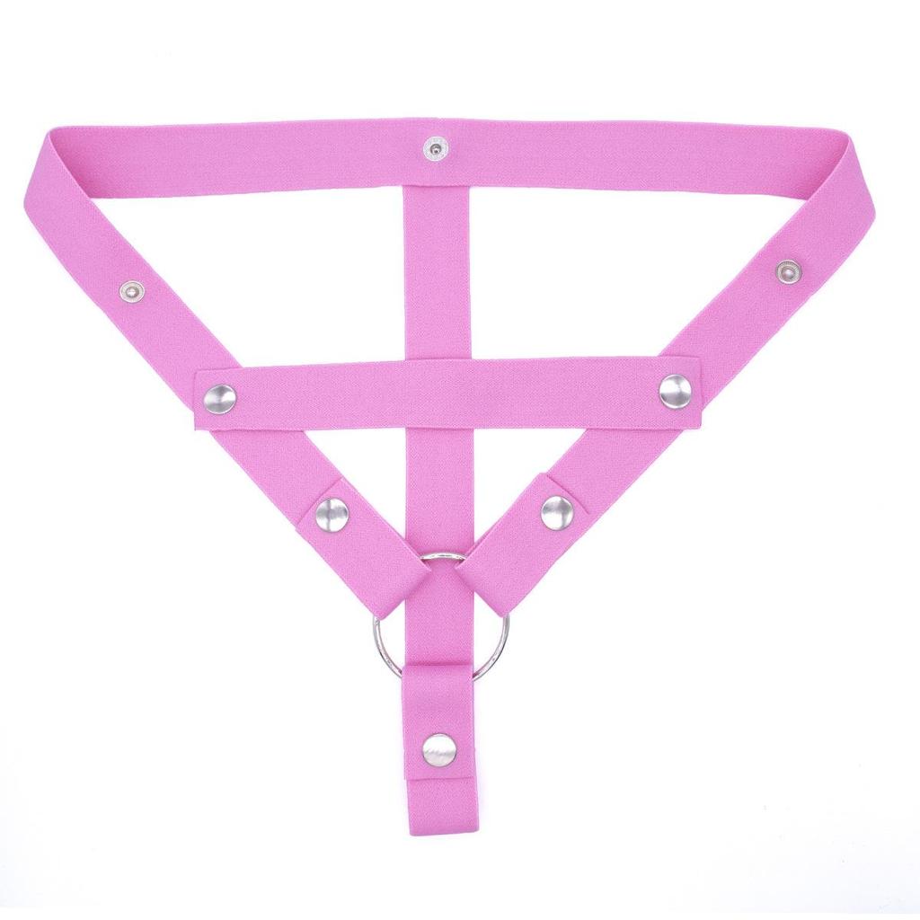 Elastic Adjustable Men's Chastity Strap with Three-Way Binding and Waist Belt