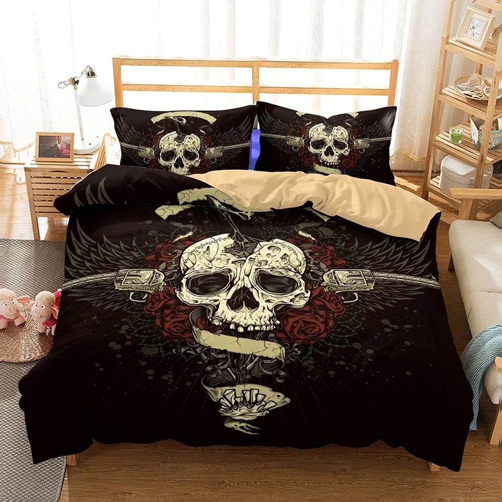 

10% polyester Bedclothes Black duvet cover Beding Sugar Skul Bedrom Warm Comforter Set King-Sized Dimensionsd Dimensions Beding Bed Linen Set cover 135*200cm Eu-Single