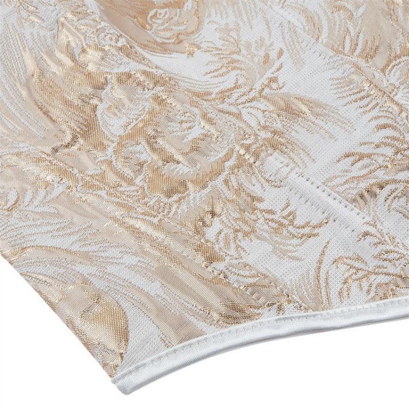 Vintage Jacquard Strapless Corset Top Heart Shaped Waist Cincher