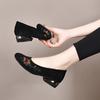 Non-slip medium single shoes spring ethnic style flat bottom shallow mouth embroidered Doudou shoes