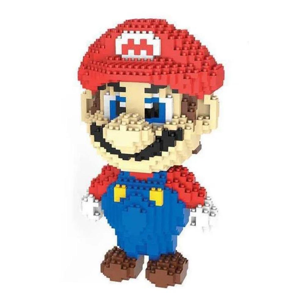 Funny Super Mario Micro Building Blocks Skeleton Mario Yoshi Luigi Bowser Bros Bricks DIY Assembly Figure Toys for Child Gift
